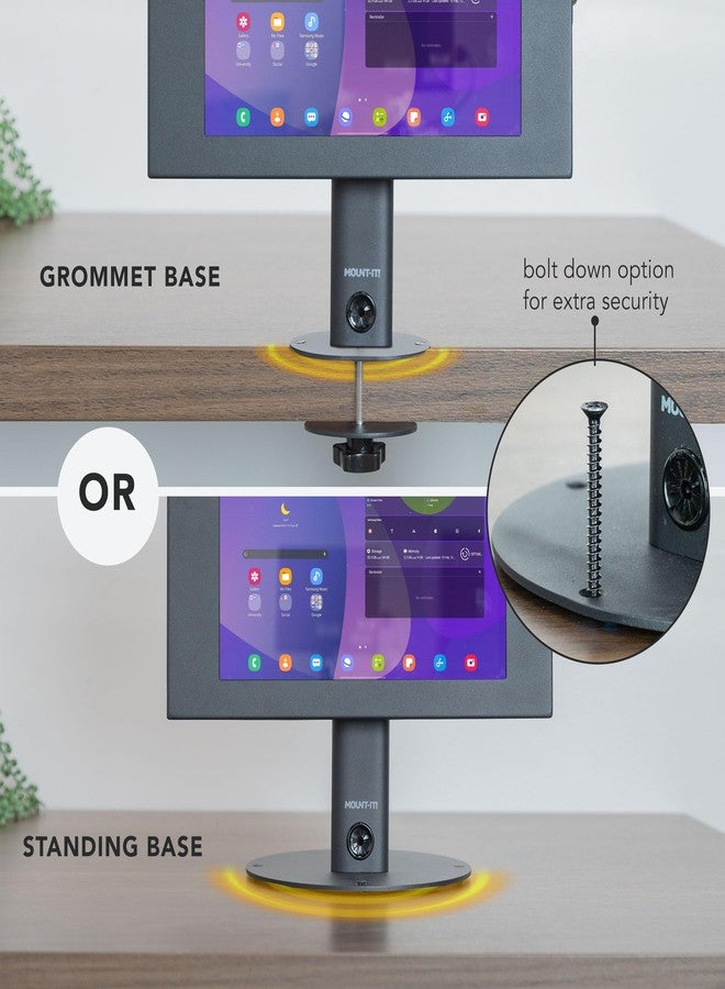 ماونت-إت! حامل Mount-It! اللوحي القابل للقفل لأجهزة سامسونج تاب A9+، S9، S9 FE، S8، A8 - حامل مضاد للسرقة لنقاط البيع، علبة أمان مغلقة بالكامل، قائم بذاته أو مثبت بمسامير، شاشة دوارة ومائلة، مصنوع من الفولاذ - Image 3